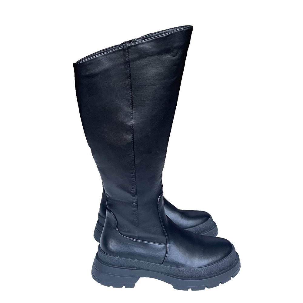Women's Black Leather Dream Pairs Knee High Winter Fashion Boots Size 6.5